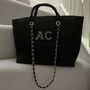 Personalised Custom Black Large Chain Initial Tote Bag, thumbnail 4 of 9