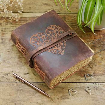 Personalised Heart Buffalo Leather Refillable Journal, 3 of 12