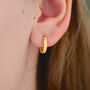 Silver Double Bead Hinged Huggie Hoop Earrings, thumbnail 3 of 7