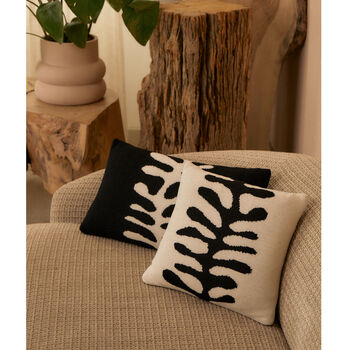 Organic Shape Wool And Cashmere Knitted Cushion Rectangular Black, 2 of 3