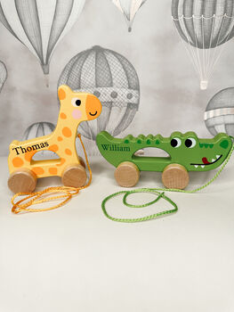 Personalised Animal Pull Along Wooden Toy, 5 of 5