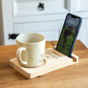 Personalised Reserved For Drink Sofa Coaster Phone Stand, 4 of 5