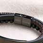 Personalised Clasp Onyx Bead Leather Layered Bracelet, thumbnail 2 of 4