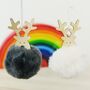 Two Pcs Wooden Reindeer With Pom Pom Body Christmas, thumbnail 2 of 2