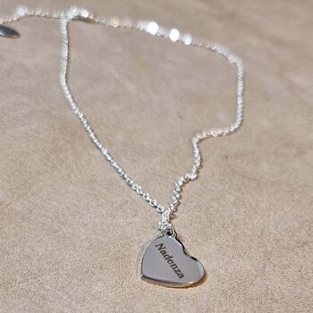 Personalised Name Gold And Silver Heart Charm Necklace, 7 of 8