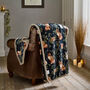 Woodland Wildlife Throw, Forest Animal Print Flannel And Sherpa 140x180cm 41034900, thumbnail 1 of 3