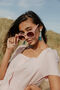 Pink Gold Rim Cat Eye Sunglasses, thumbnail 1 of 5