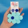 Giant Blue Flowers, Acrylic Earrings, thumbnail 2 of 2
