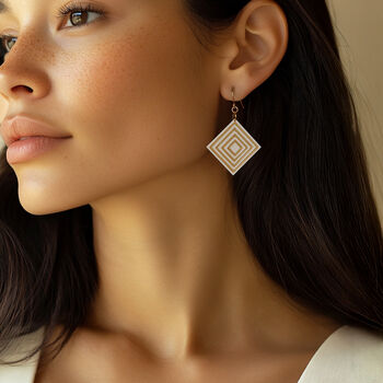 Cream And Pearlescent Taupe Geometric Diamond Shaped Earrings, 3 of 6