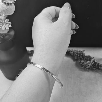 Sterling Silver Bark Textured Cuff Bangle, 5 of 5