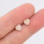 Sterling Silver Tiny Opal Heart With Cz Stud Earrings, thumbnail 6 of 11