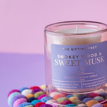Smokey Wood And Sweet Musk Soy Wax Candle, 6 of 8