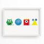 Cute Children’s Monster Character Shape Art Print, thumbnail 1 of 4