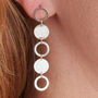 Silver Circle Stud Dangly Earrings, thumbnail 4 of 9