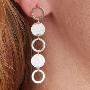 Silver Circle Stud Dangly Earrings, 4 of 9