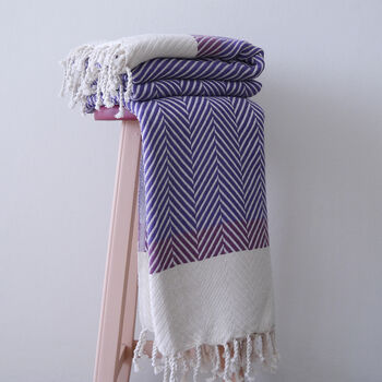 Nordic Herringbone Cotton Throw Blanket, 9 of 12