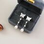 Kayla Ivory Silver Butterfly Charm Pearl Drop Earrings, thumbnail 6 of 6