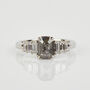 One Of A Kind Emerald Cut Grey Diamond Engagement Ring, thumbnail 1 of 4