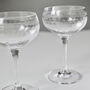 Pair Of Etched Crystal Vintage Style Champagne Glasses, thumbnail 2 of 11