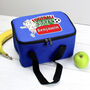 Personalised Football Crazy Blue Lunch Bag, thumbnail 4 of 4