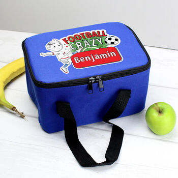 Personalised Football Crazy Blue Lunch Bag, 4 of 4