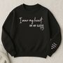 Personalised I Wear My Heart On My Sleeve Unisex Sweatshirt With Names On Sleeve, thumbnail 7 of 12