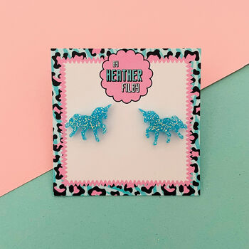 Unicorn Glitter Stud Earrings *More Colours Available*, 3 of 4