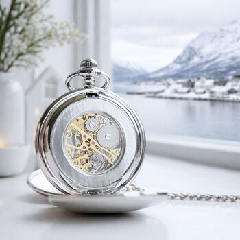 Personalised Wedding Dual Opening Pocket Watch For Dad Or Groom, 3 of 5