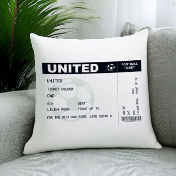Personalised Football Ticket Cushion For Dad, 5 of 5