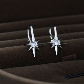 Starburst Drop Hook Earrings In Sterling Silver, 4 of 12