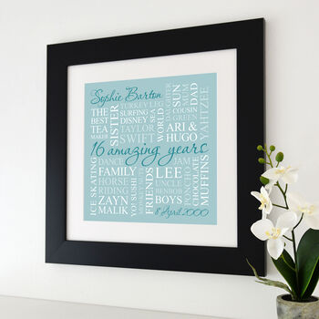 Personalised 16th Birthday Square Word Art, 2 of 11
