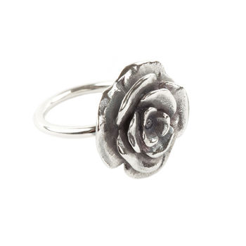 Large Sterling Silver Rose Ring, 3 of 7