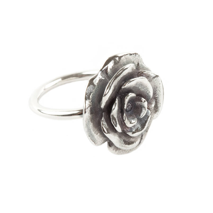 Large Sterling Silver Rose Ring By Faith Tavender Jewellery ...