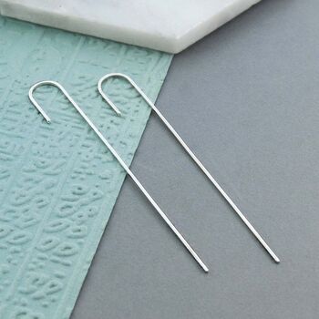 Sterling Silver Minimalist Ear Pin Earrings, 2 of 9