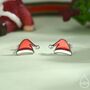 Sterling Silver Enamel Christmas Hat Stud Earrings, thumbnail 1 of 11
