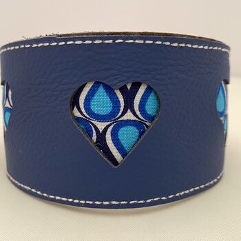 Blue Leather Collar With Teardrop Heart Cut Outs, 9 of 10