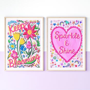 Lilac Unicorn Flower Print Set, 5 of 12