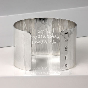 Handmade Sterling Silver Personalised Cuff Bracelet, 7 of 8