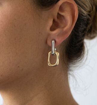 Shikaku Mixed Metals Chain Link Drop Earrings, 2 of 6