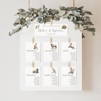 Safari Animal Wedding Table Plan Cards, 5 of 8