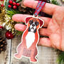Boxer Dog Hanging Wooden Christmas Decoration, thumbnail 1 of 6