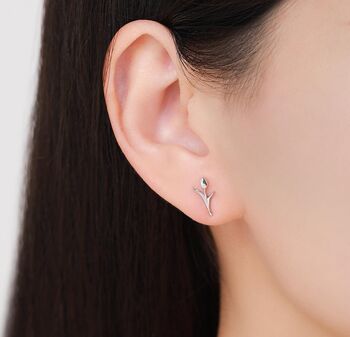 Sterling Silver Dainty Tulip Flower Stud Earrings, 4 of 12