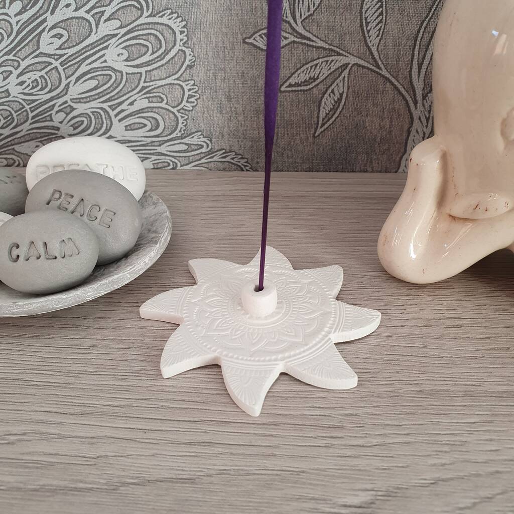 Sun Shaped White Clay Incense Holder, 1 of 4