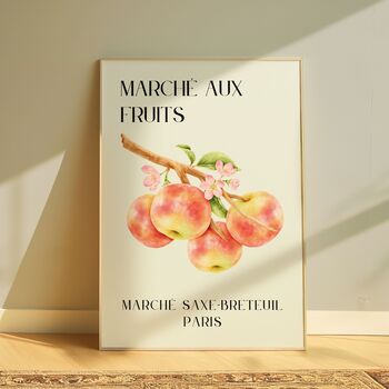 French Fruit Market Art Print Poster, France, Fruit, Apple, Hand Drawn, 2 of 4