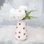 Off White Peony And Fern Bouquet In Spotted Vase, thumbnail 3 of 4