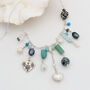 Turquoise And Green Gemstone Sterling Silver Charm Necklace, thumbnail 4 of 11
