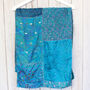 Teal Blue Kantha Stitch Handmade Silk Scarf, thumbnail 5 of 5