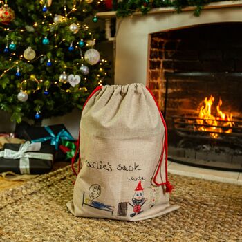 Personalised Christmas Santa Sack With Child's Drawing, 8 of 9