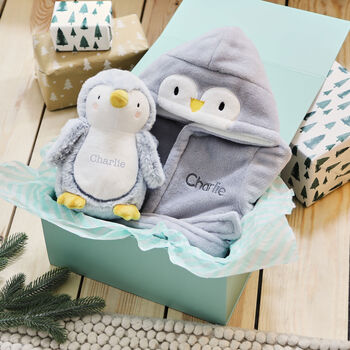 Personalised Penguin Robe And Soft Toy Gift Set, 4 of 4