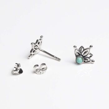 Sterling Silver Turquoise Dream Stud Earrings, 5 of 6